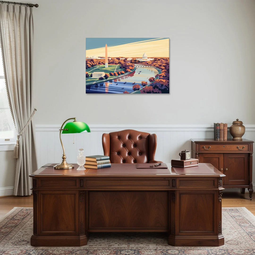 Washington Dc Aerial View - Canvas Wall Art - Office - 36x24