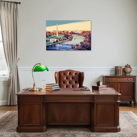 Washington Dc Aerial View - Canvas Wall Art - Office - 36x24