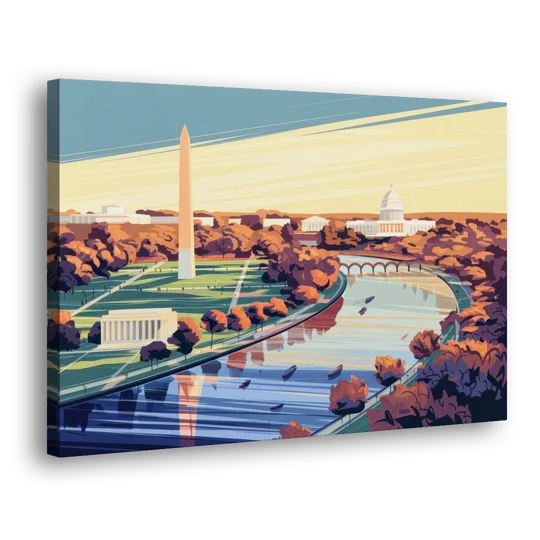 Washington Dc Aerial View - Canvas Wall Art - Side