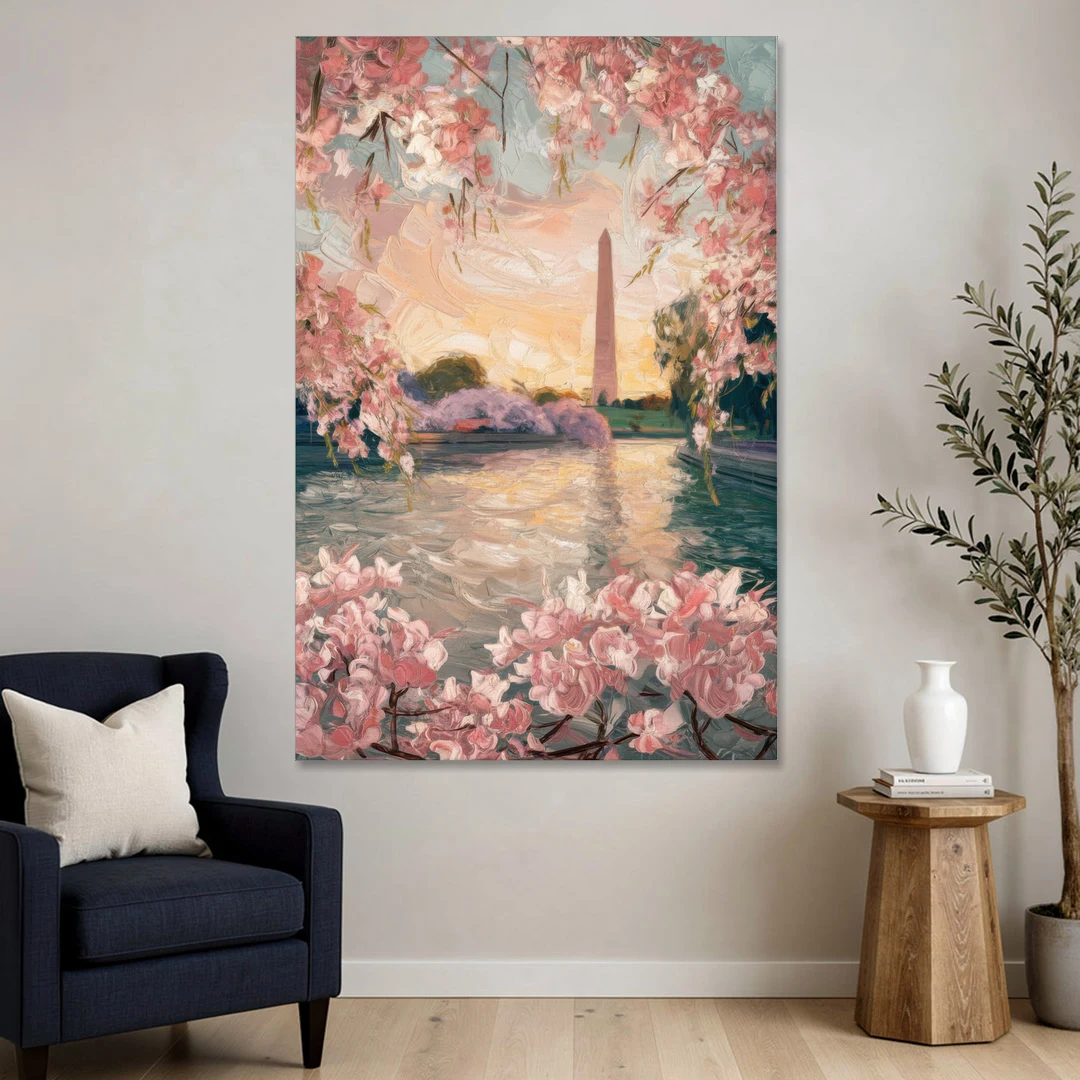 Washington DC Cherry Blossoms - Canvas Wall Art - Sofa - 40x60