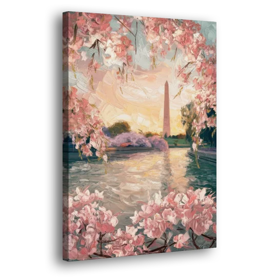 Washington DC Cherry Blossoms - Canvas Wall Art - Side