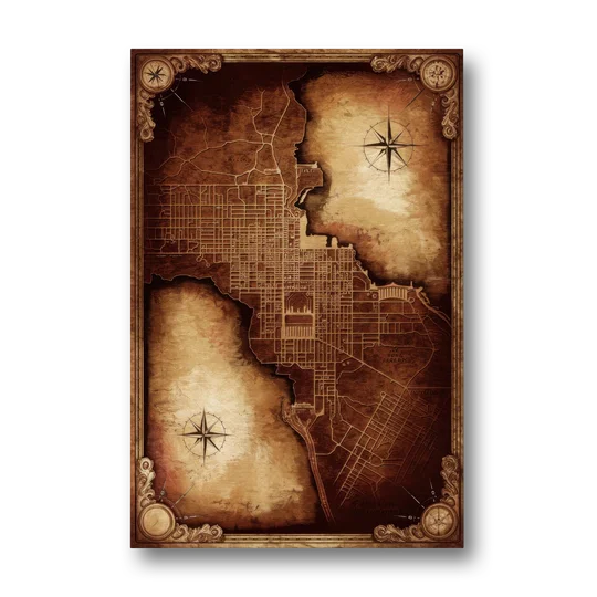 Washington DC Map Vintage - Canvas Wall Art - Front