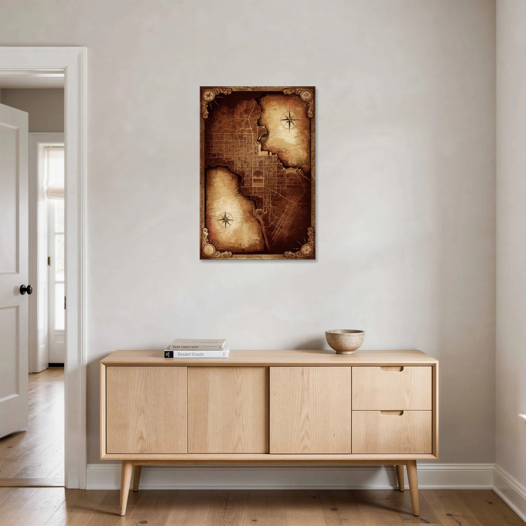 Washington DC Map Vintage - Canvas Wall Art - Coffee Table - 24x36