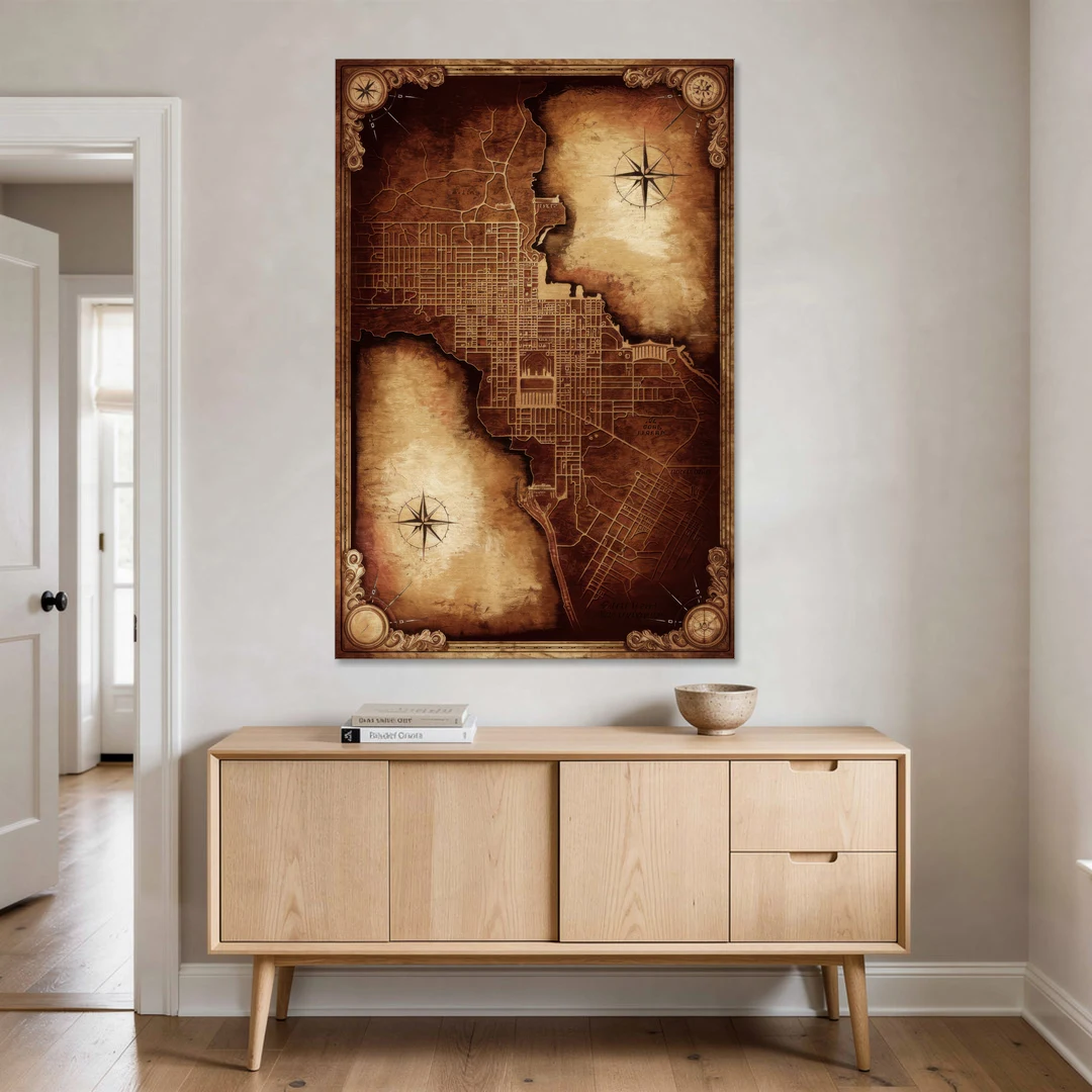 Washington DC Map Vintage - Canvas Wall Art - Coffee Table - 40x60
