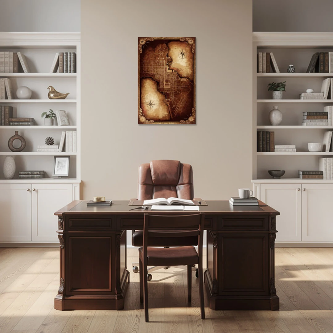 Washington DC Map Vintage - Canvas Wall Art - Office - 24x36