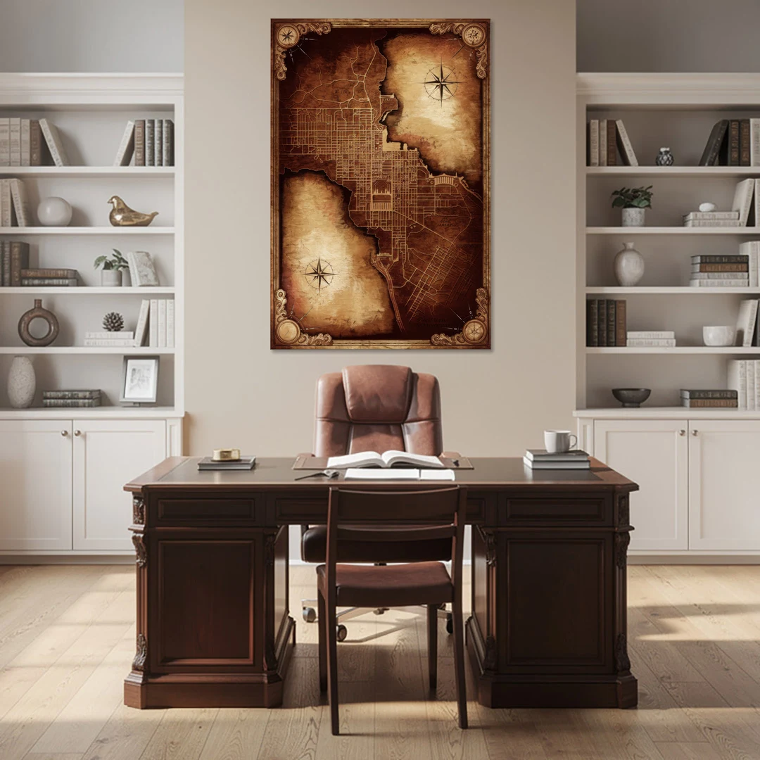 Washington DC Map Vintage - Canvas Wall Art - Office - 40x60