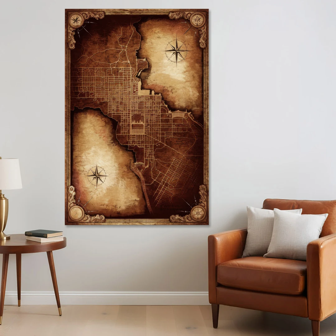 Washington DC Map Vintage - Canvas Wall Art - Sofa - 40x60