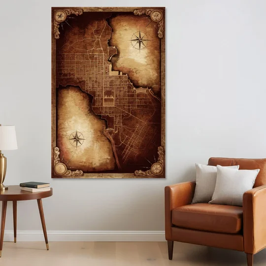 Washington DC Map Vintage - Canvas Wall Art - Sofa - 40x60