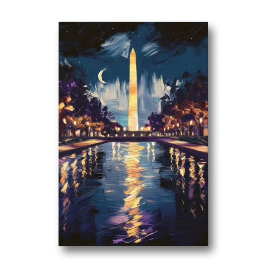 Washington DC Night Lights - Canvas Wall Art - Front