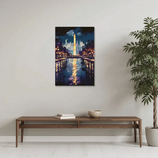 Washington DC Night Lights - Canvas Wall Art - Coffee Table - 24x36