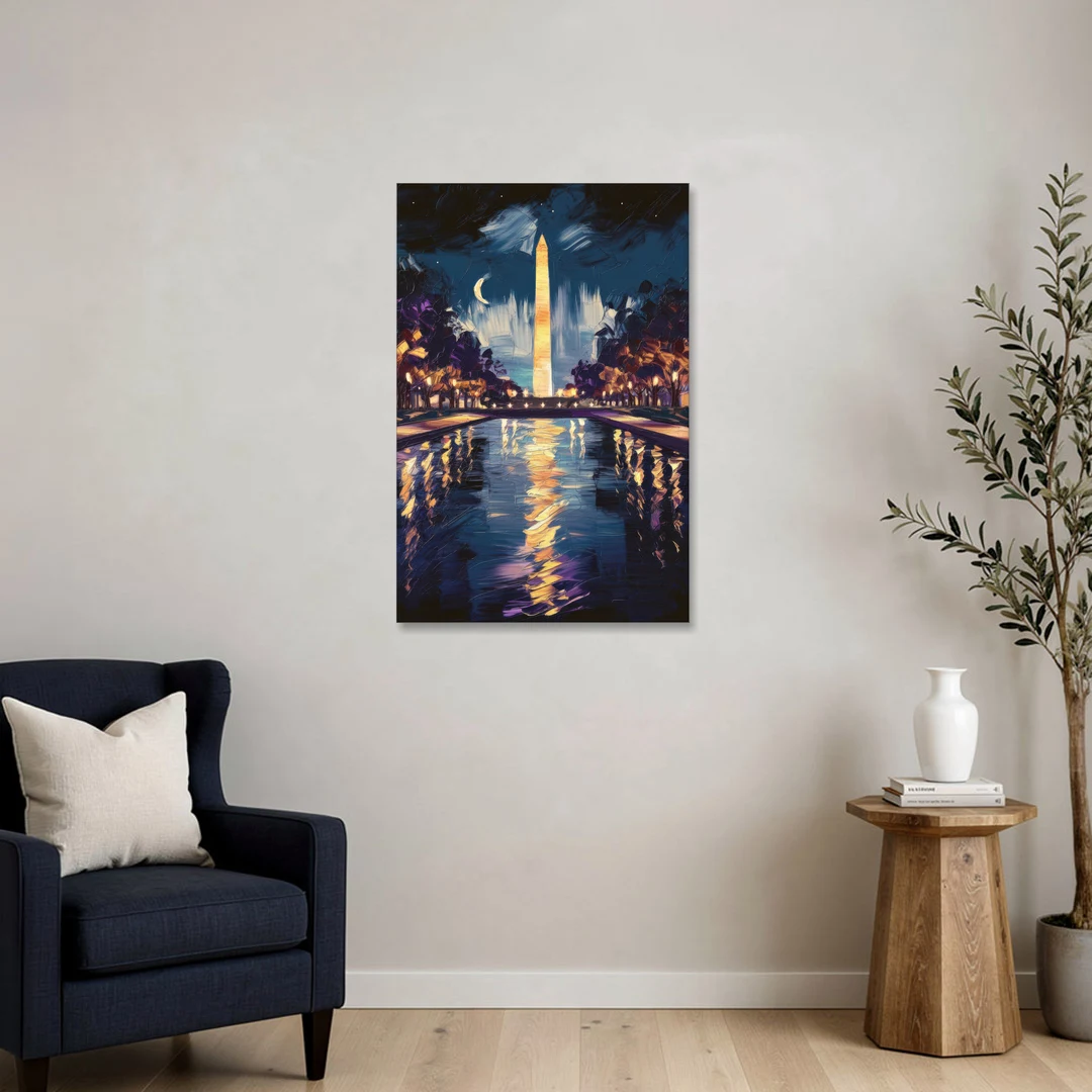 Washington DC Night Lights - Canvas Wall Art - Sofa - 24x36