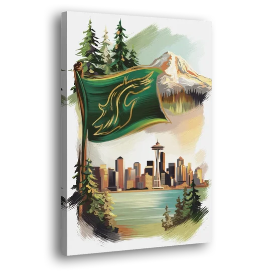 Washington Flags and Symbols - Canvas Wall Art - Side