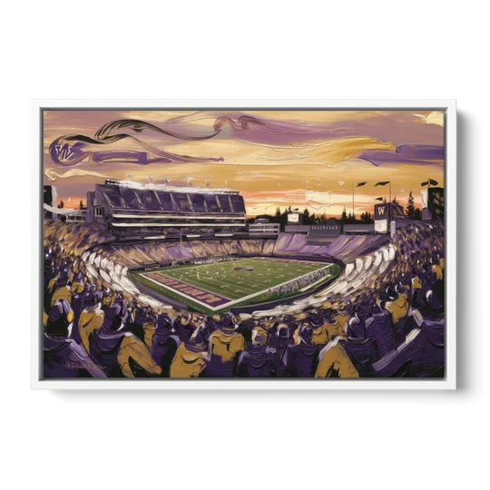 Washington Huskies Spirit - White Framed Canvas Wall Art - Front