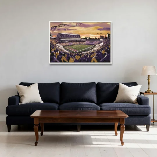 Washington Huskies Spirit - White Framed Canvas Wall Art - Sofa - 36x24