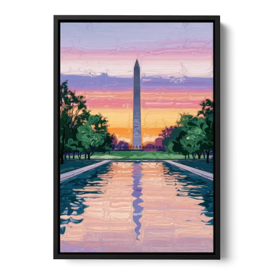 Washington Monument View - Black Framed Canvas Wall Art - Front