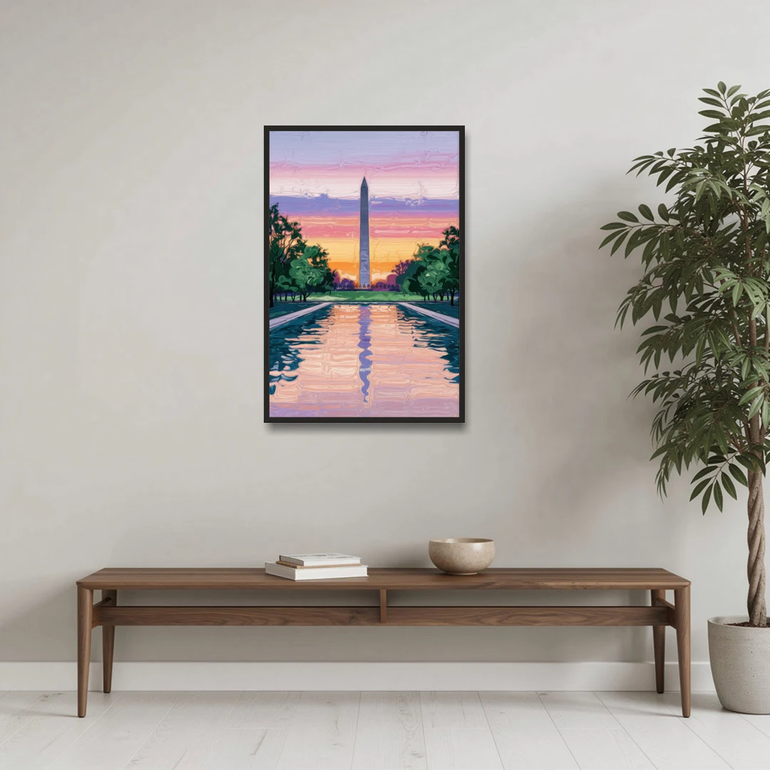 Washington Monument View - Black Framed Canvas Wall Art - Coffee Table - 24x36
