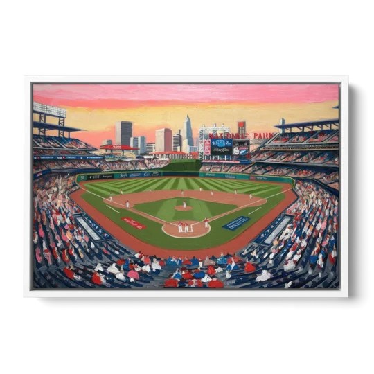 Washington Nationals Baseball - White Framed Canvas Wall Art - Front
