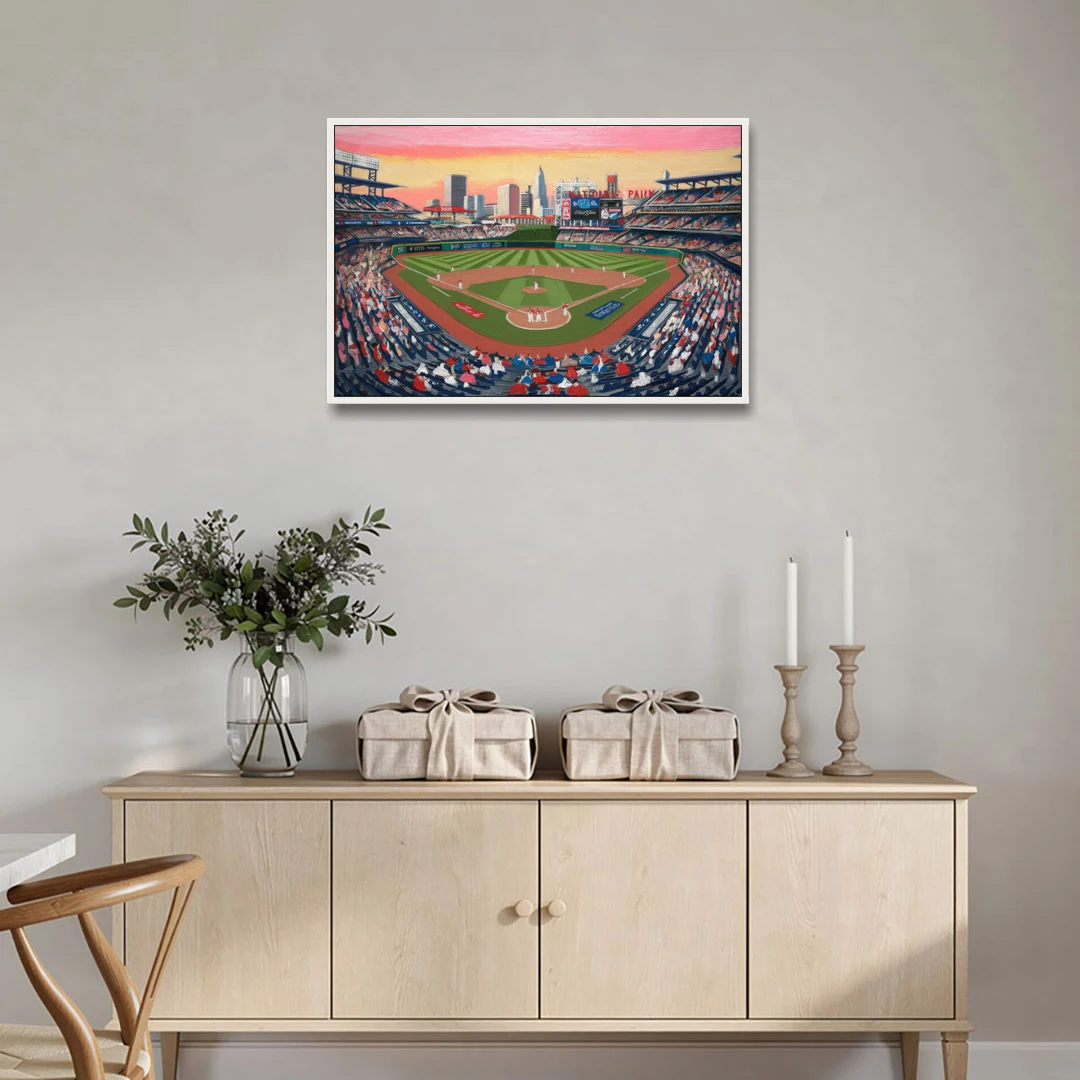 Washington Nationals Baseball - White Framed Canvas Wall Art - Coffee Table - 36x24