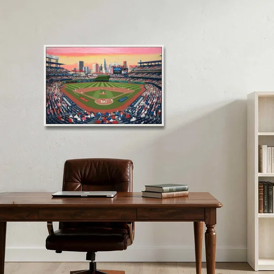 Washington Nationals Baseball - White Framed Canvas Wall Art - Office - 36x24
