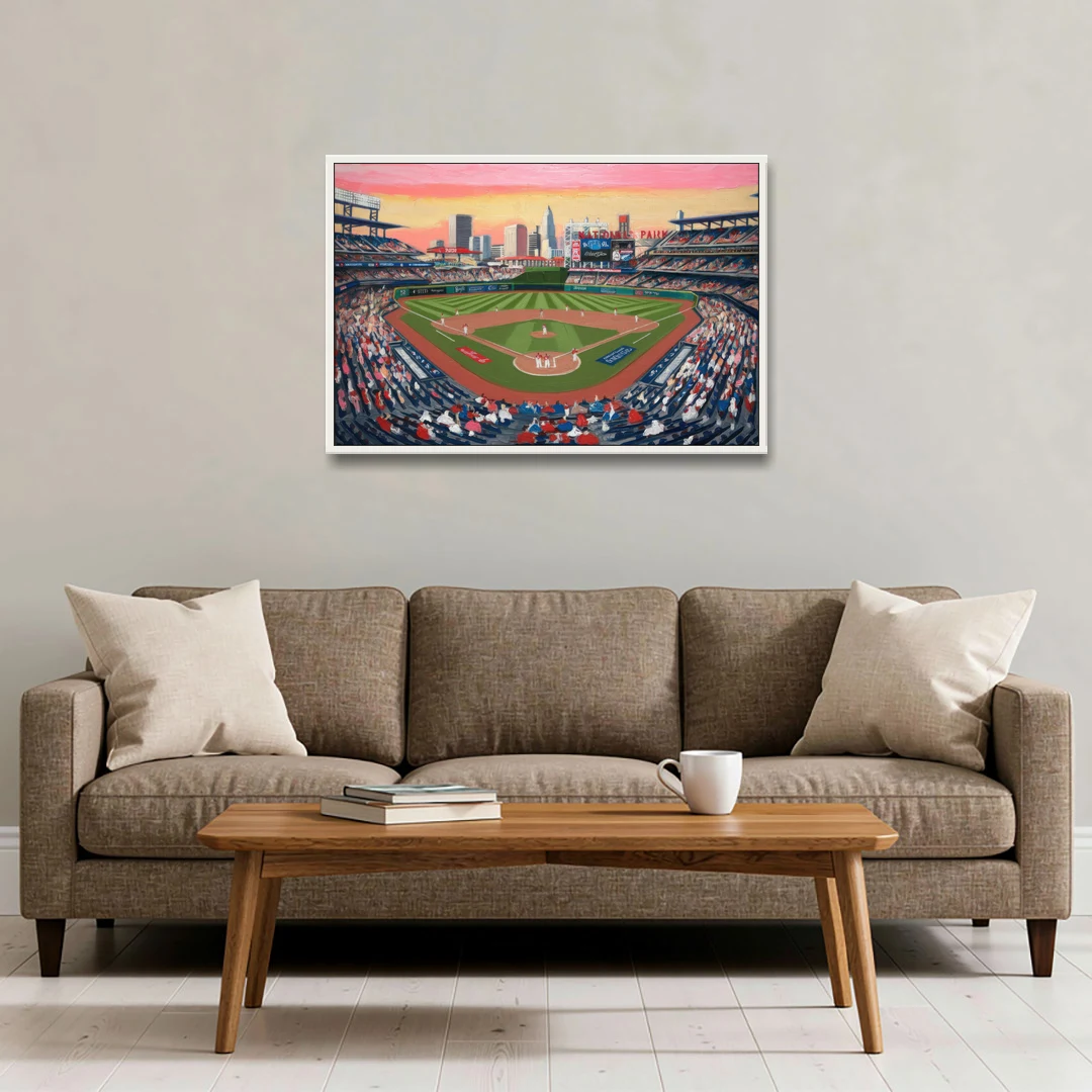 Washington Nationals Baseball - White Framed Canvas Wall Art - Sofa - 36x24