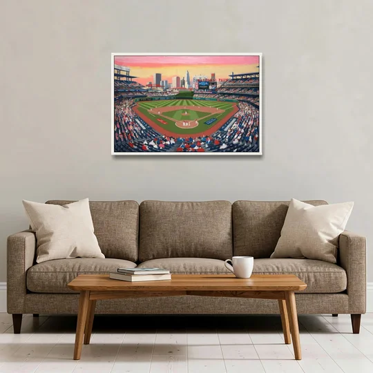 Washington Nationals Baseball - White Framed Canvas Wall Art - Sofa - 36x24