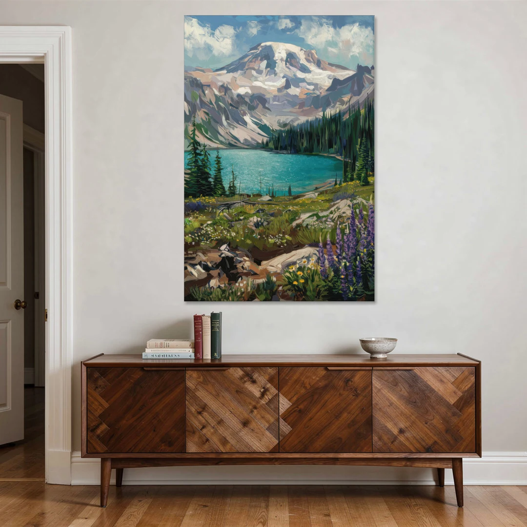 Washington State Mountain View - Canvas Wall Art - Coffee Table - 40x60