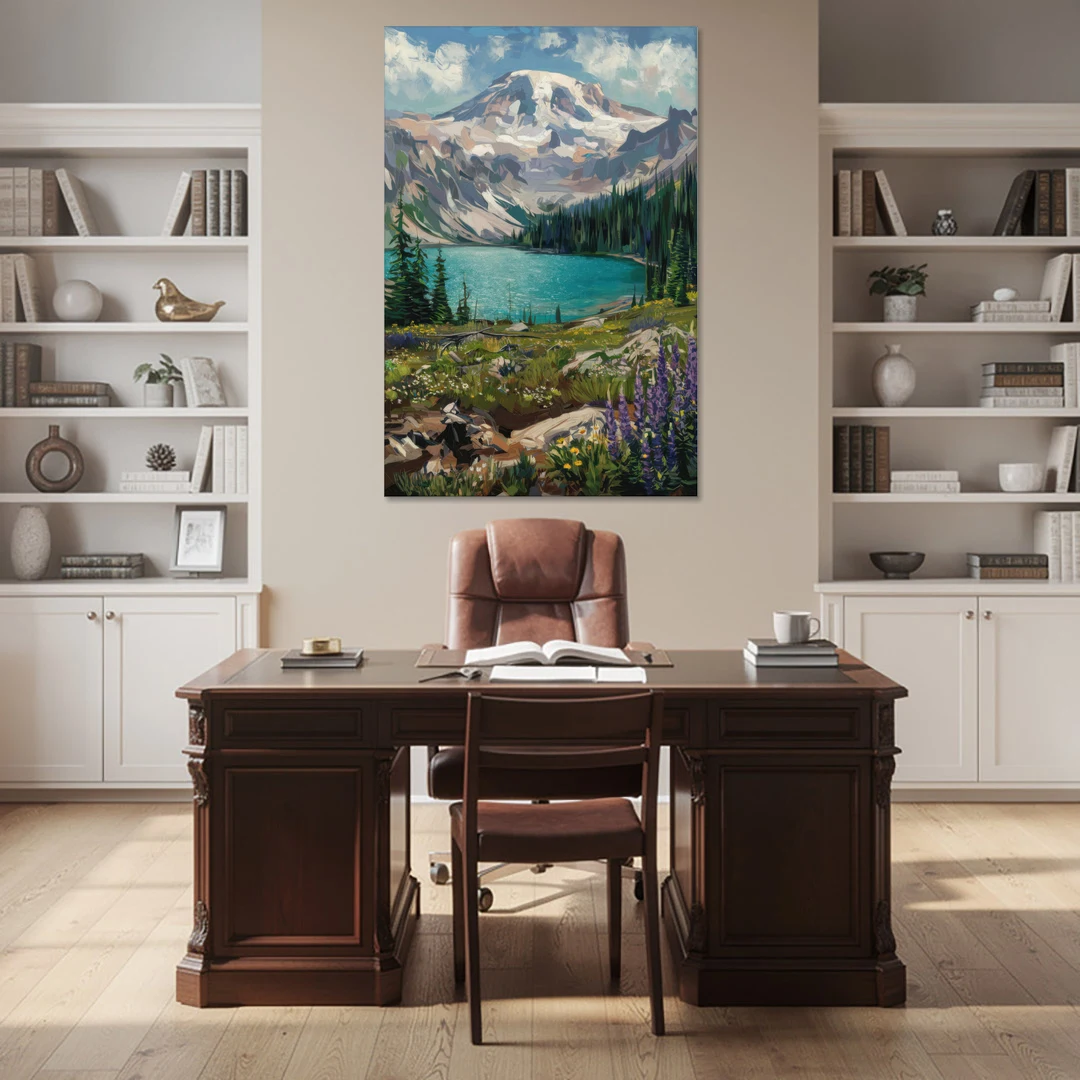 Washington State Mountain View - Canvas Wall Art - Office - 40x60