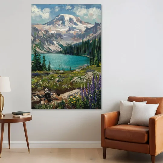 Washington State Mountain View - Canvas Wall Art - Sofa - 40x60