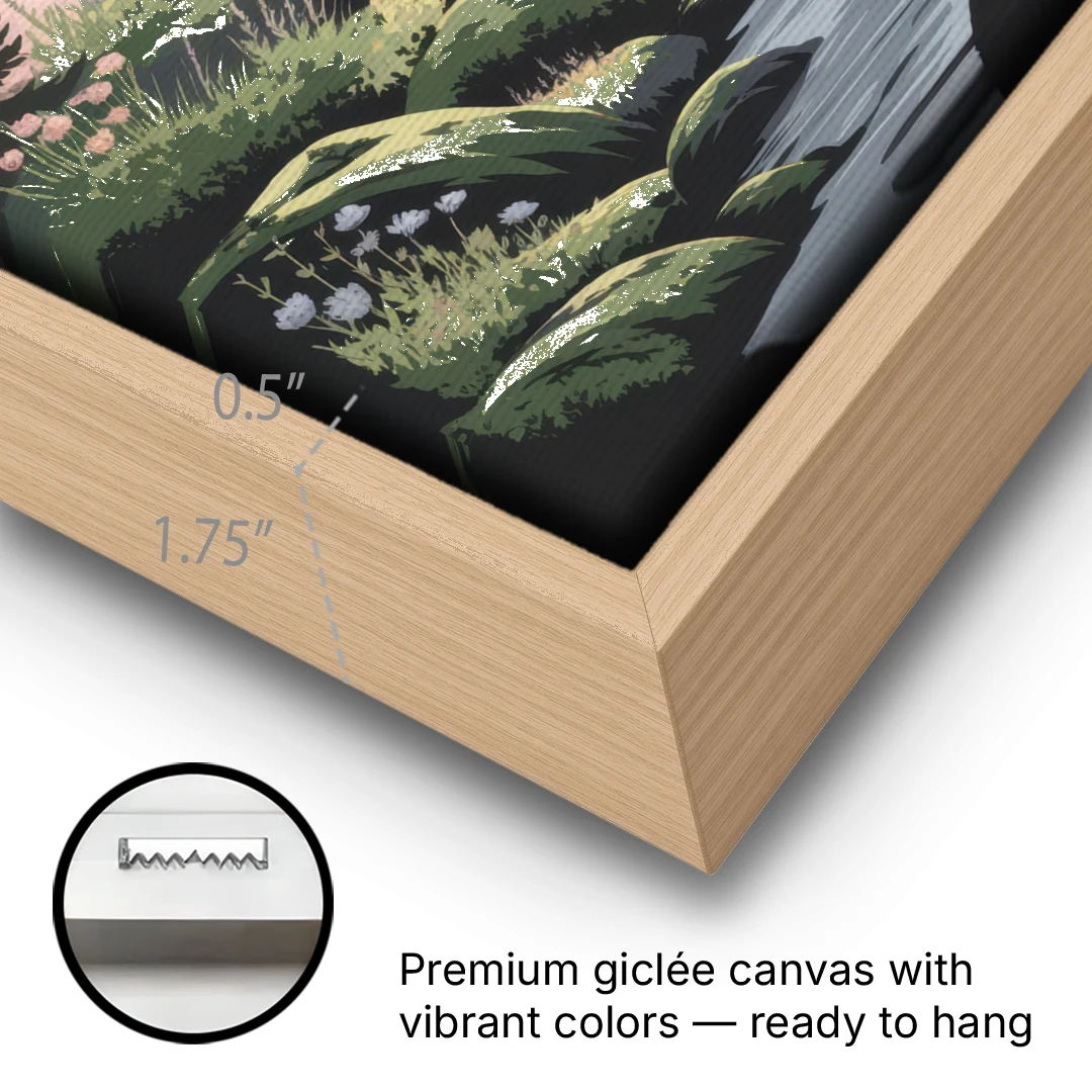 Washington State Nature Scenes - Oak Framed Canvas Wall Art - Gallery Wrap Corner