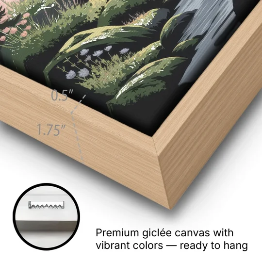 Washington State Nature Scenes - Oak Framed Canvas Wall Art - Gallery Wrap Corner