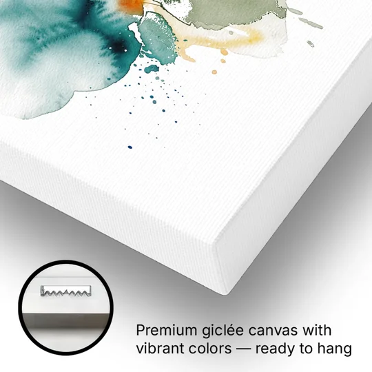 Watercolor Abstract Wall Art in Sage and Teal Pools - Canvas Wall Art - Gallery Wrap Corner
