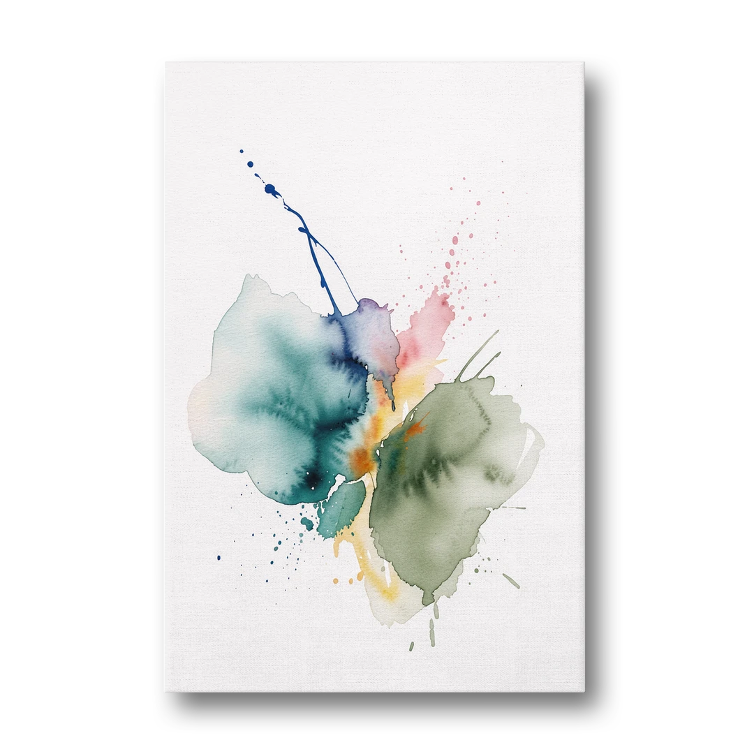 Watercolor Abstract Wall Art in Sage and Teal Pools - Canvas Wall Art - Front