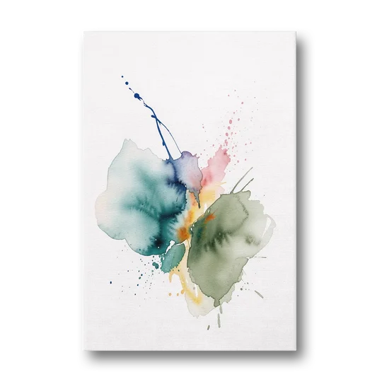 Watercolor Abstract Wall Art in Sage and Teal Pools - Canvas Wall Art - Front