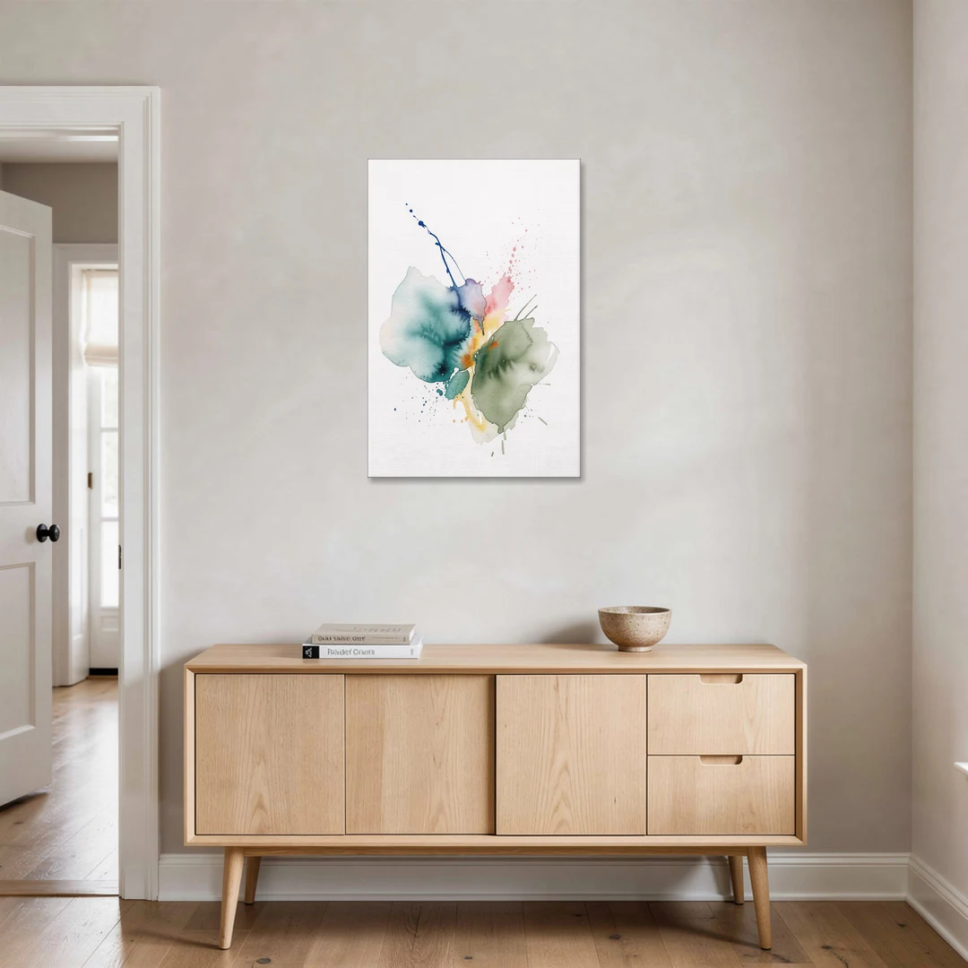 Watercolor Abstract Wall Art in Sage and Teal Pools - Canvas Wall Art - Coffee Table - 24x36