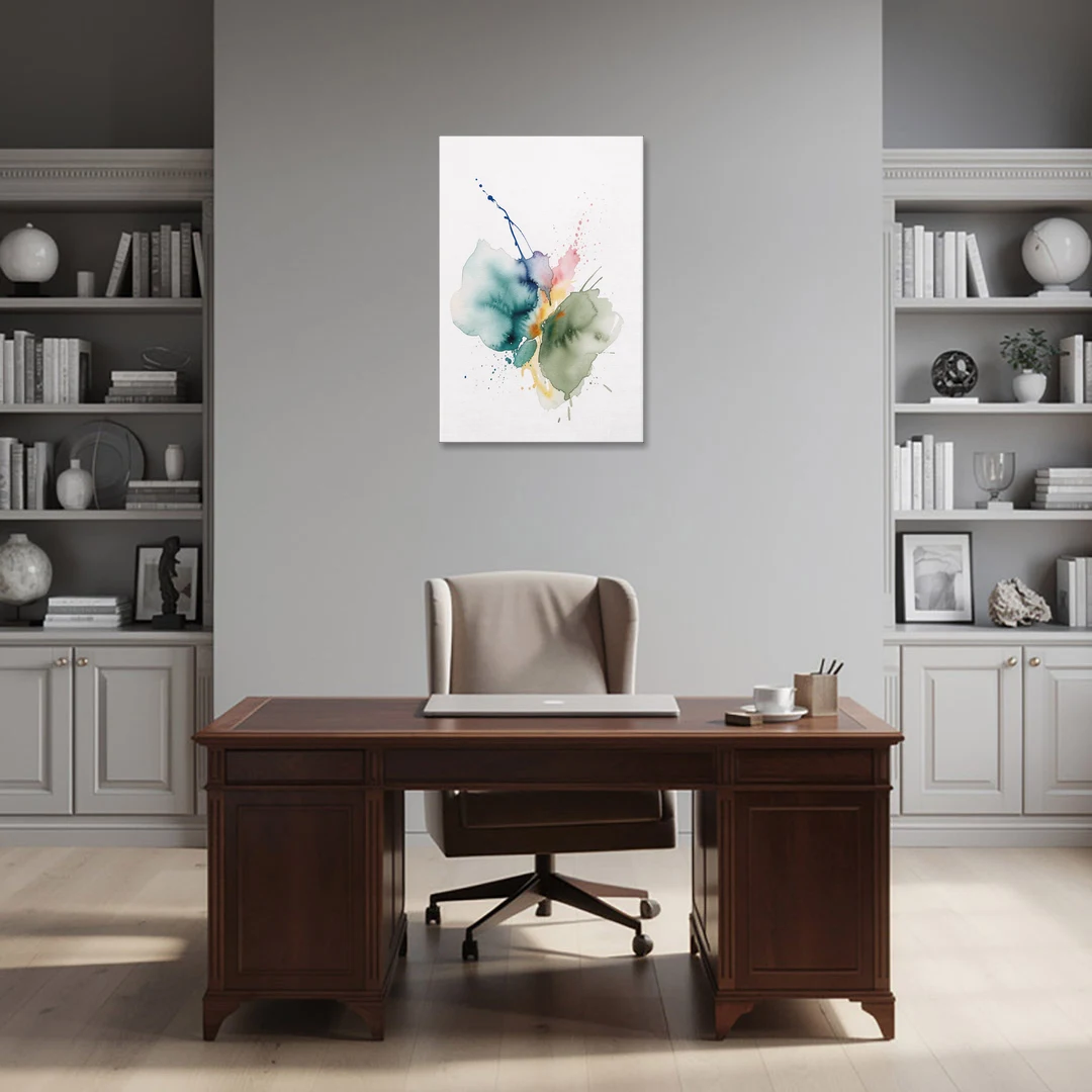 Watercolor Abstract Wall Art in Sage and Teal Pools - Canvas Wall Art - Office - 24x36