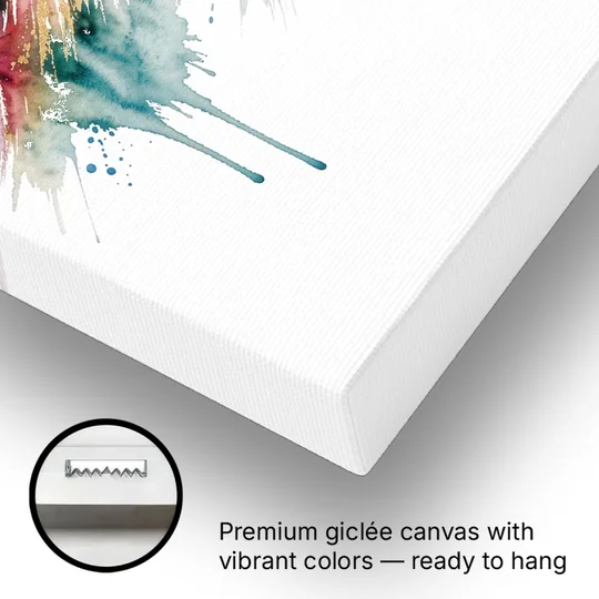 Watercolor Mountain in Sunset Bloom for the Living Room - Canvas Wall Art - Gallery Wrap Corner