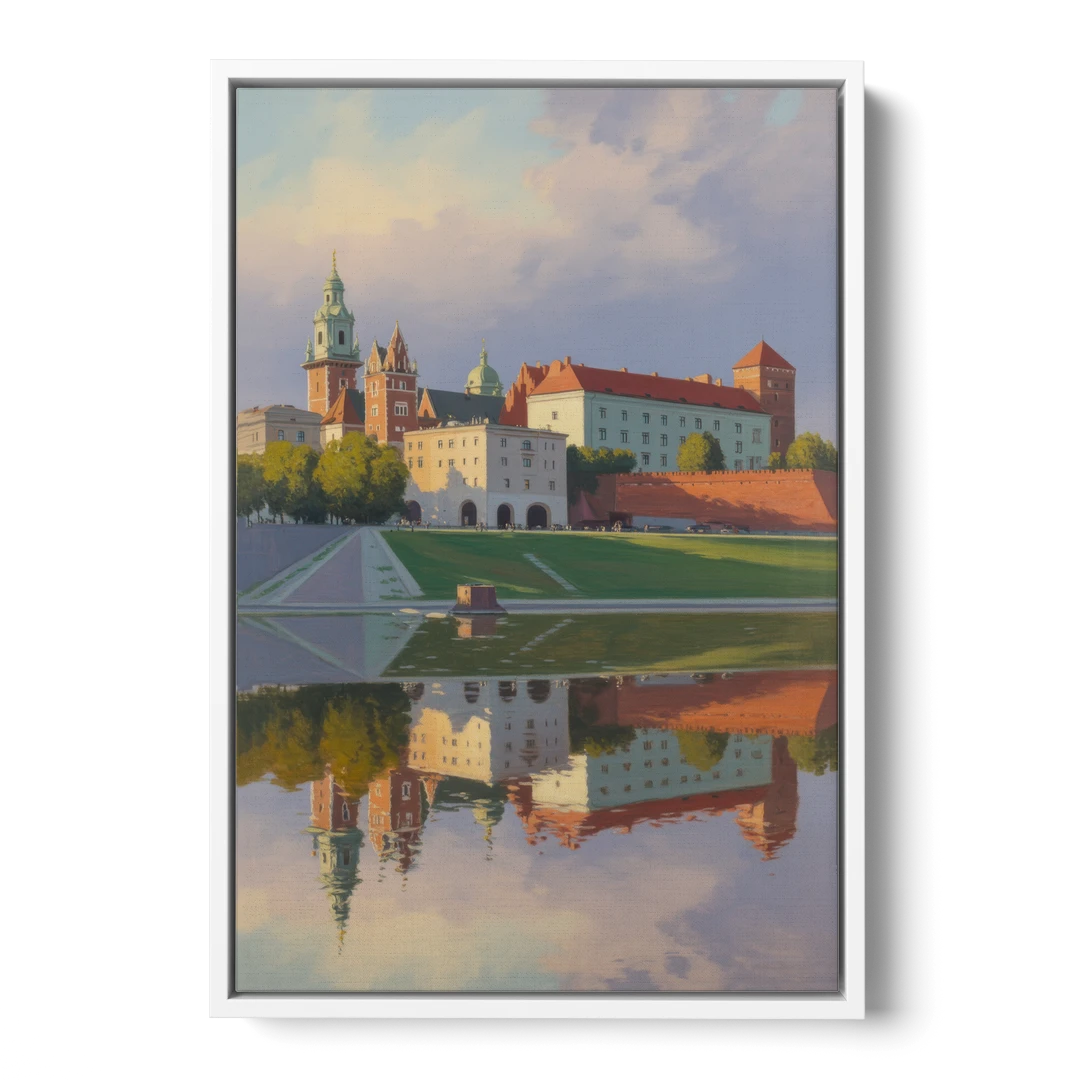 Wawel Castle Majesty - White Framed Canvas Wall Art - Front