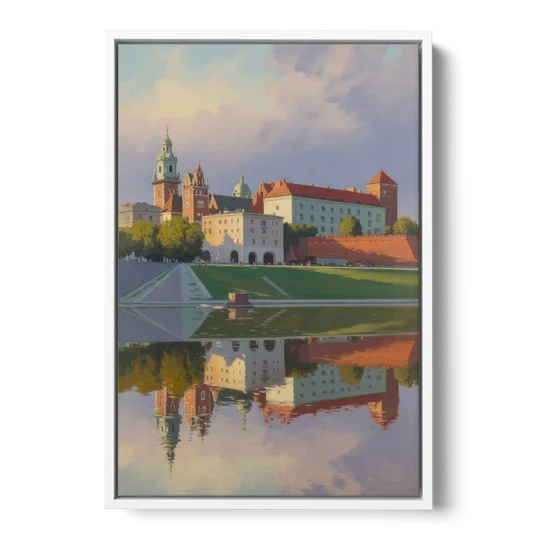 Wawel Castle Majesty - White Framed Canvas Wall Art - Front
