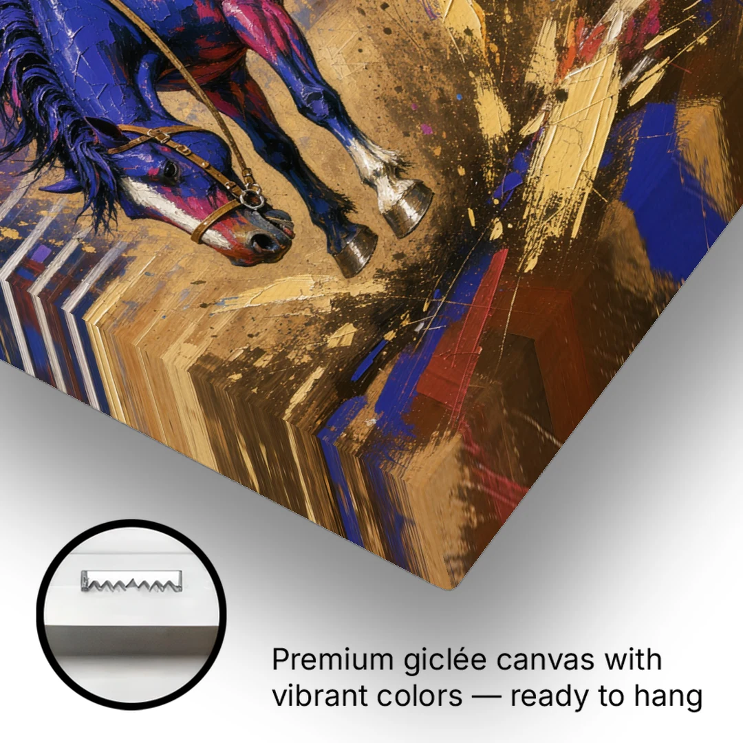Western Art Prints of a Bronc Rider Thrown High - Canvas Wall Art - Gallery Wrap Corner