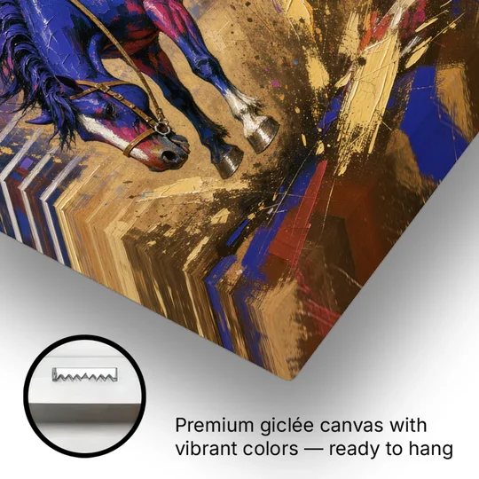 Western Art Prints of a Bronc Rider Thrown High - Canvas Wall Art - Gallery Wrap Corner