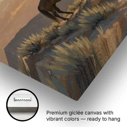 Western Decor for Living Room Rider Under the Moon - Canvas Wall Art - Gallery Wrap Corner