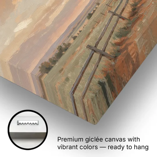 Western Landscape Painting with Lone Red Barn - Canvas Wall Art - Gallery Wrap Corner