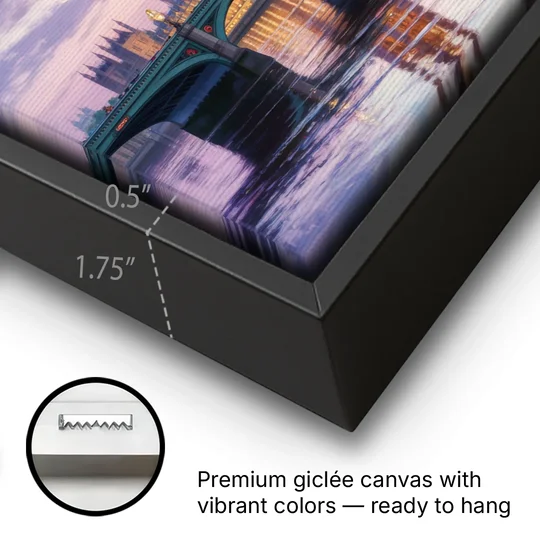 Westminster Glow - Black Framed Canvas Wall Art - Gallery Wrap Corner