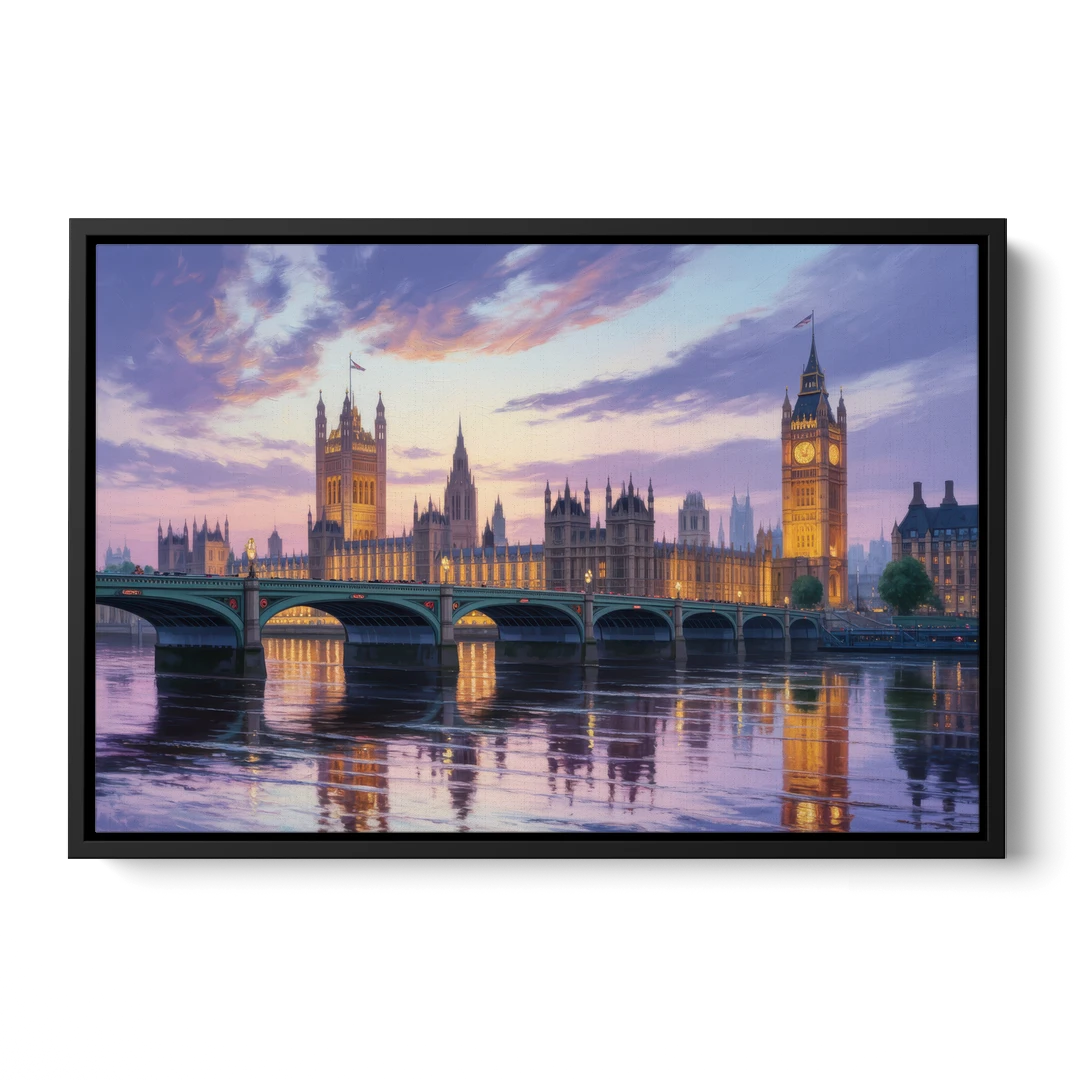 Westminster Glow - Black Framed Canvas Wall Art - Front