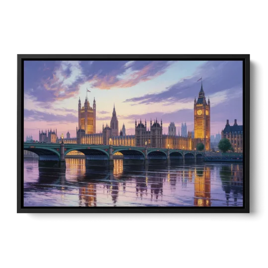 Westminster Glow - Black Framed Canvas Wall Art - Front