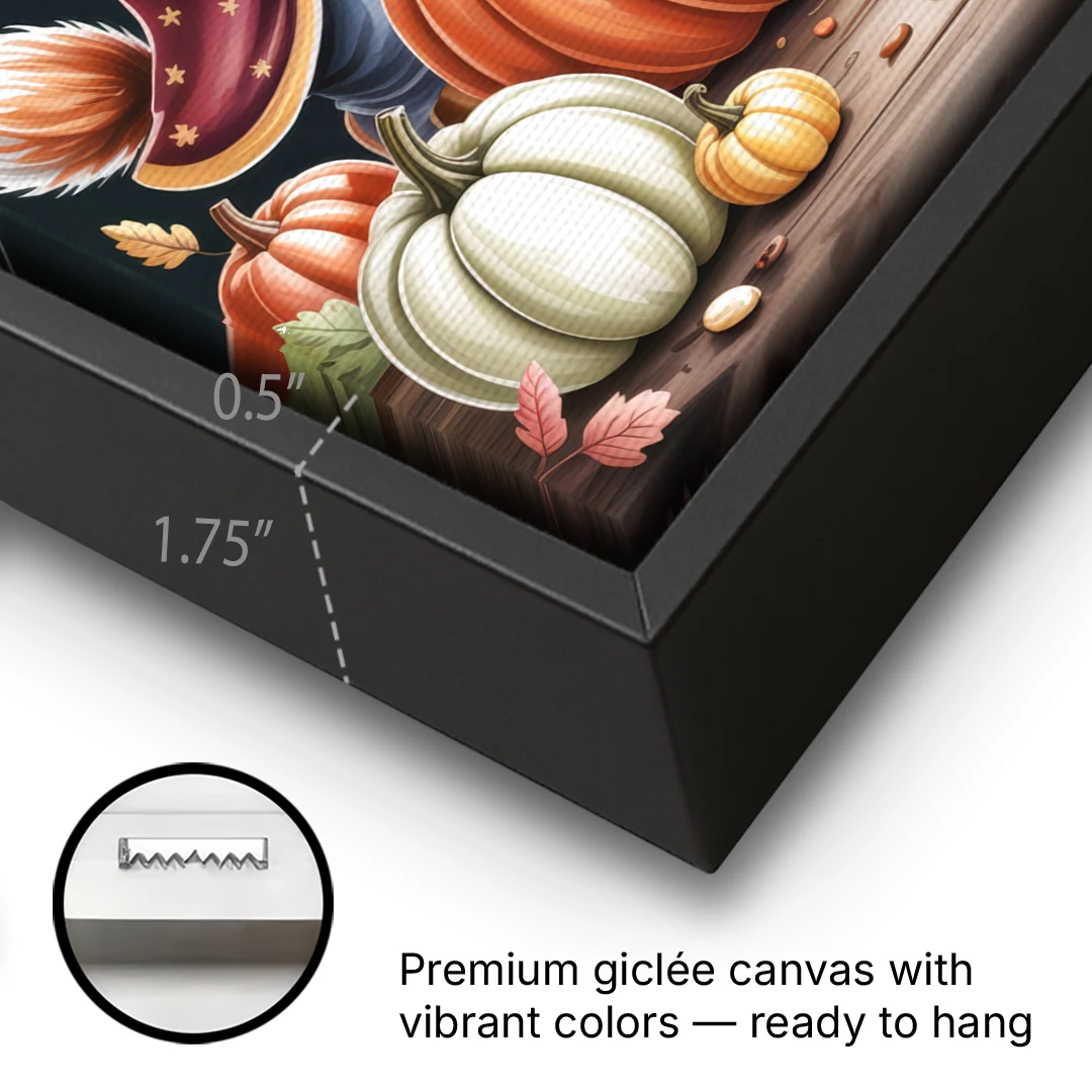 Whimsical Animals in Cute Halloween - Black Framed Canvas Wall Art - Gallery Wrap Corner