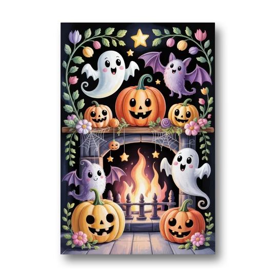 Whimsical Creatures Cute Halloween - Canvas Wall Art - Front