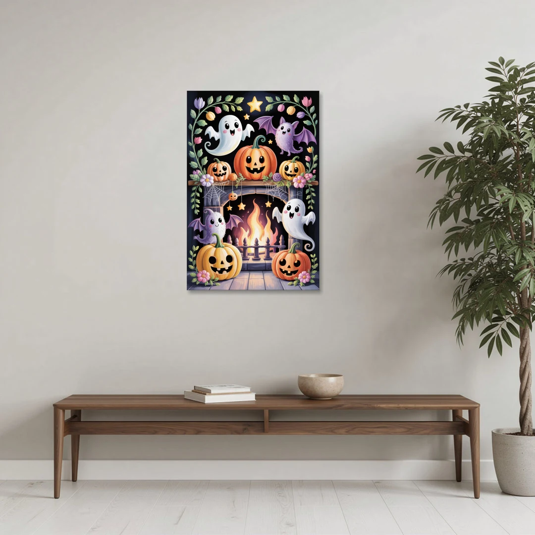 Whimsical Creatures Cute Halloween - Canvas Wall Art - Coffee Table - 24x36