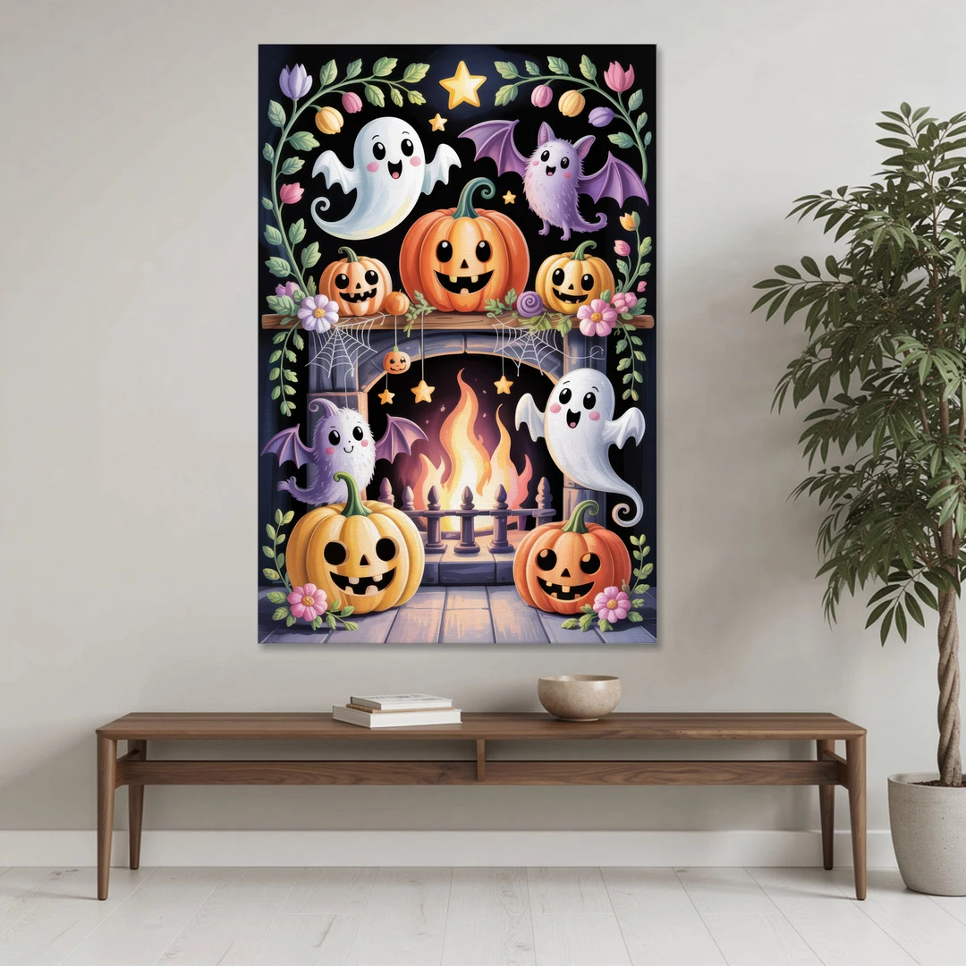 Whimsical Creatures Cute Halloween - Canvas Wall Art - Coffee Table - 40x60