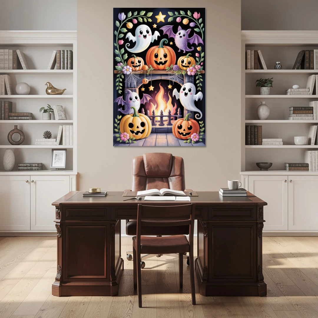 Whimsical Creatures Cute Halloween - Canvas Wall Art - Office - 40x60
